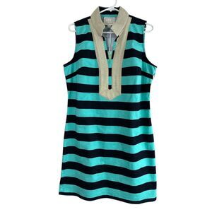 Sail to Sable Split Neck Tunic Shift Dress Sz L NWT Coastal Preppy Nautical